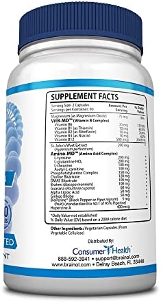 Fungavir Brainol vegan friendly dietary supplement nutrition facts label