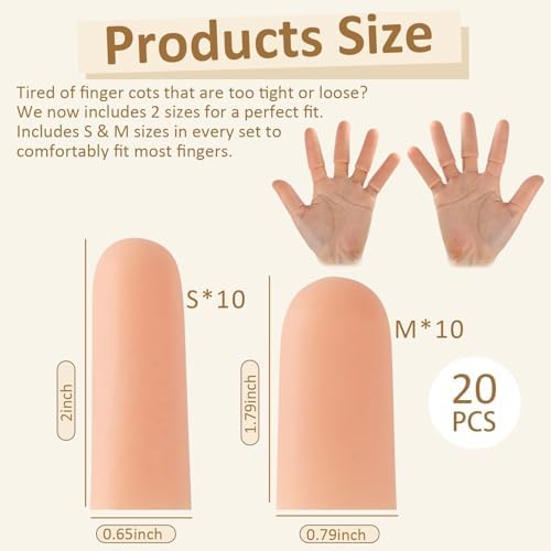 Silicone finger protectors applied on thumb and fingers showing flexibility