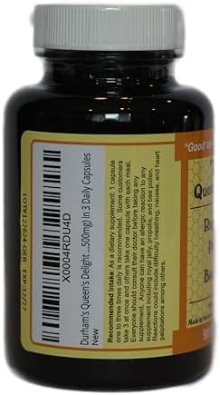 Durham's Queen's Delight royal jelly bee pollen and propolis ingredients label