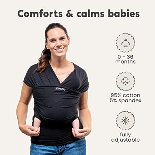 CuddleBug black stretchy baby sling carrier close up