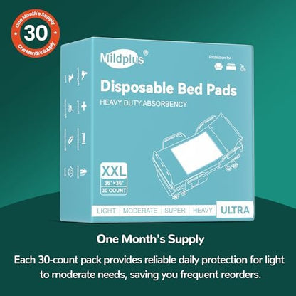 MILDPLUS absorbent pet pee pads packaging highlighting its versatile use for seniors and animals.