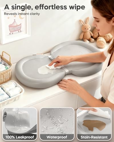 Mamatepe gray baby changing pad folded for travel