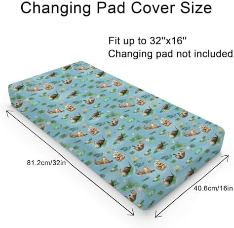 Hwmmbh watercolor sea otters changing pad cover folded layout