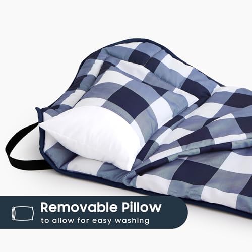 Elastic corner straps on the bottom of the Wake In Cloud mat for securing to school cots