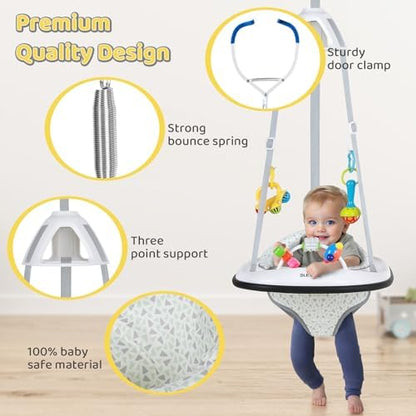 Detailed view of the Slevoo jumper seat and soft fabric