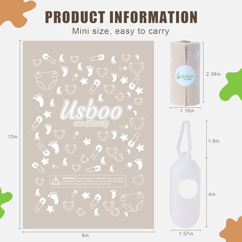 USBOO dirty diaper disposal bags portable dispenser attached to travel gear
