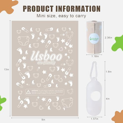 USBOO dirty diaper disposal bags portable dispenser attached to travel gear
