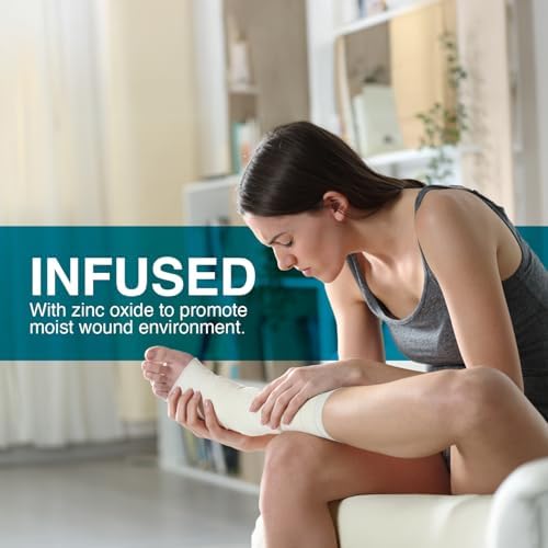 Three inch by ten yard zinc oxide compression wrap for leg ulcer treatment.
