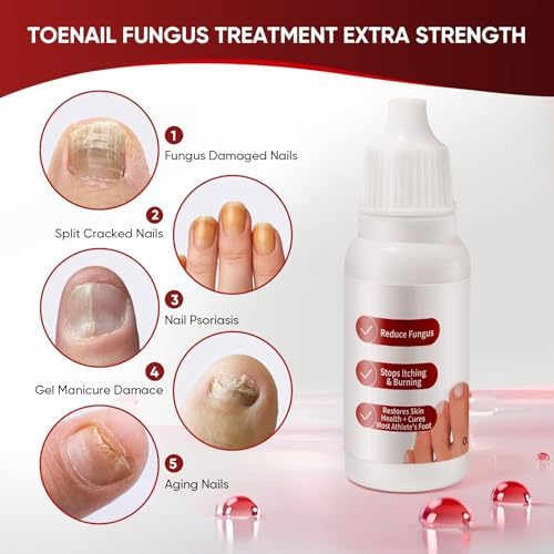 Applying DERMFREE gentle formula liquid drops to a yellowed toenail cuticle.