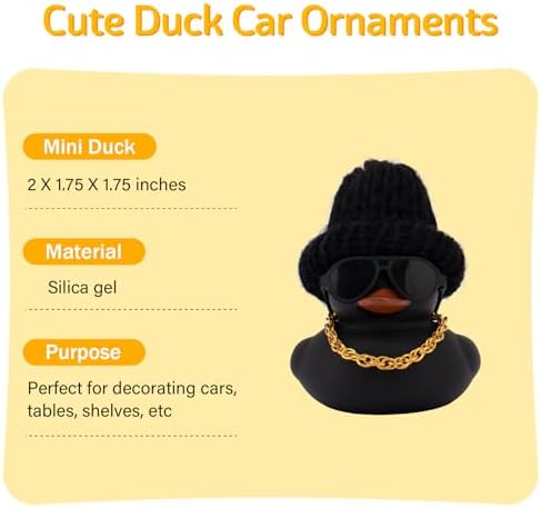 Wonuu black rubber duck car ornament dashboard decoration lifestyle view