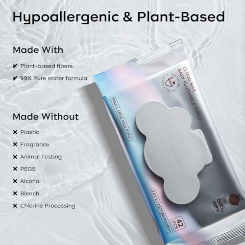 Bc Babycare Cloud Max gentle cleansing wipes stack displaying individual sheets for daily hygiene.
