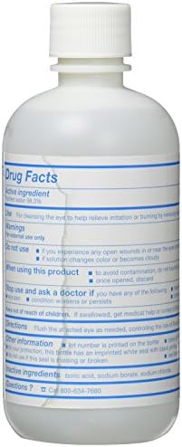 USA imported sterile irrigating solution bottle for eye flushing and irrigation.