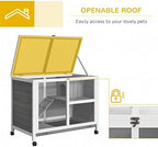 Multi-level wooden pet habitat with internal ramp and platforms