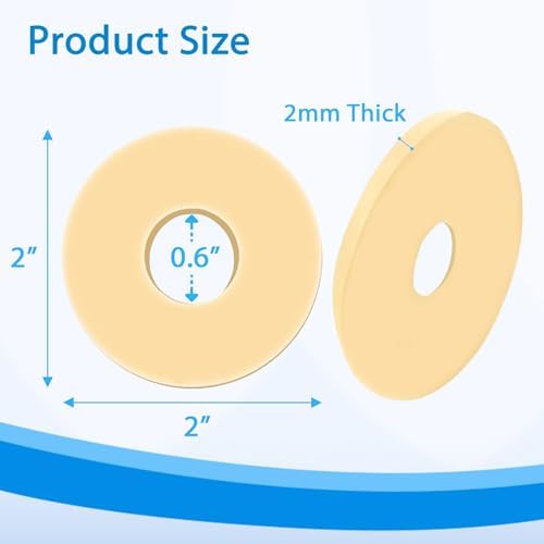 Fifty pieces of two millimeter thick waterproof stoma seals for leak prevention.