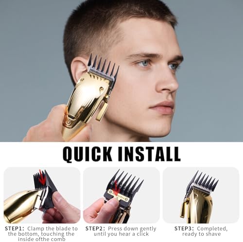 Cosyonall heavy duty clipper guards packaging layout highlighting the complete eight piece professional grooming kit components.