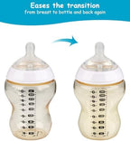 Side profile of Joyfeed silicone feeding teat illustrating the anti-colic flexible design.