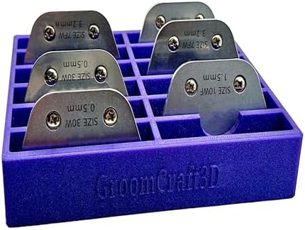 Top down overview of the empty GroomCraft3D compact plastic organizer tray demonstrating space for wide dog clipper blades