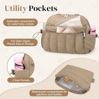 FullWoyi Puffer Diaper Tote Bag featuring matching pacifier case accessory