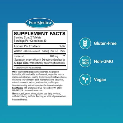 EuroMedica Silica 20 supplement label nutritional information