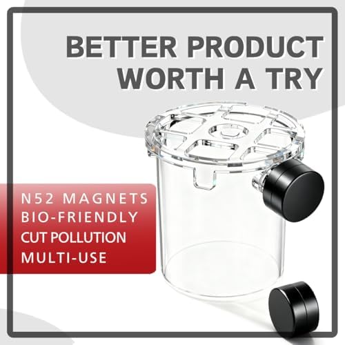 Miofis aquarium feeding ring clear polycarbonate cylinder showing N52 magnet connection.