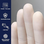 Close up of 6 mil white latex powder free gloves box for dental use