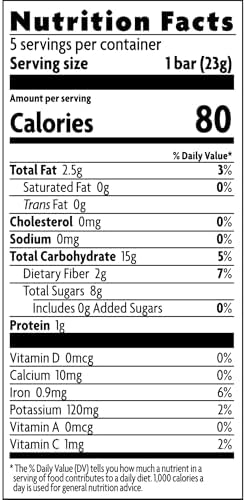 Back panel view of Oaty Chomps showing the clean ingredient list and nutritional facts for toddlers.