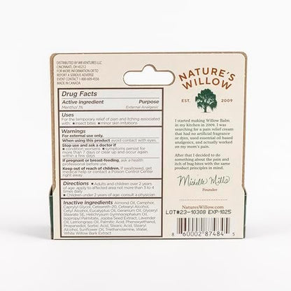 Nature's Willow Bug Bite Balm travel size tube for outdoor mosquito bite relief