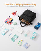 Lovevook black diaper backpack open interior with multiple compartments
