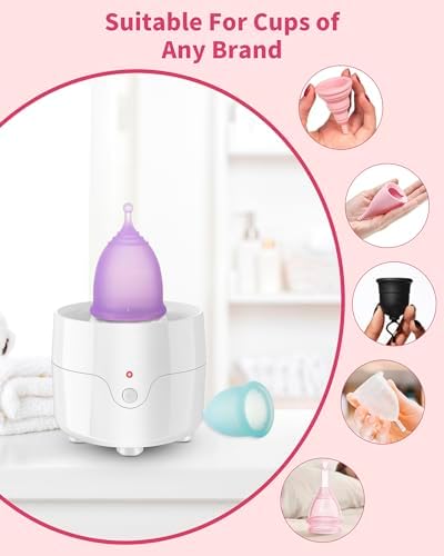 Side view of the menstrual cup steamer showing the water reservoir and heating base.