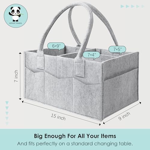 Hiphop Panda baby essentials storage basket showing outer pockets