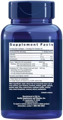 Life Extension Super Omega 3 EPA DHA supplement side label ingredients