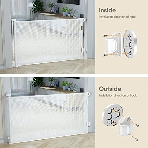 BabyBond white retractable barrier being unlatched using one handed handle grip operation.
