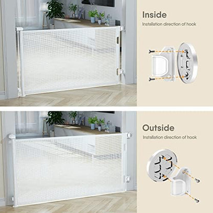 BabyBond white retractable barrier being unlatched using one handed handle grip operation.