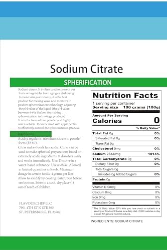 Eight ounce pouch of pure food grade sodium citrate emulsifying salt for baking