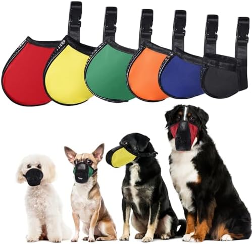 Dog wearing Shinylin breathable air mesh muzzle side profile