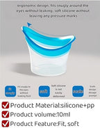 Silicone eye wash cup being held to demonstrate the soft flexible leak-proof edge.