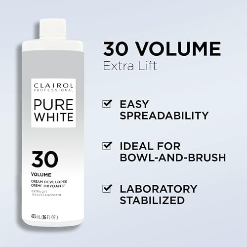 Clairol Pure White developer bottle showing product volume
