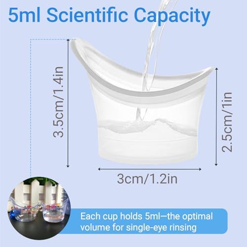 Transparent Hexinging eye wash cups showing the 5ml capacity scale.