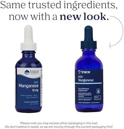 Trace Minerals liquid manganese two fluid ounce supplement facts label