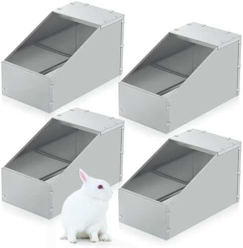 Maxcheck 4 Pcs Galvanized Metal Rabbit Nesting Box Bunny Small Animal Nest with Removable Acrylic Floor Durable Easy to Clean for Indoor Outdoor Use Rabbit Supplies (18.5 * 10.6 * 10 Inch) - Image 2