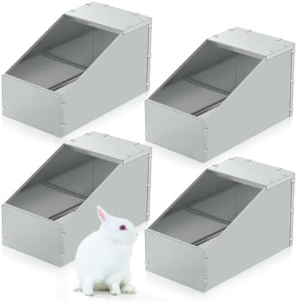 Maxcheck 4 Pcs Galvanized Metal Rabbit Nesting Box Bunny Small Animal Nest with Removable Acrylic Floor Durable Easy to Clean for Indoor Outdoor Use Rabbit Supplies (18.5 * 10.6 * 10 Inch) - Image 2