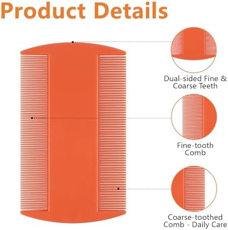 Double sided fine tooth hair comb for lice and dandruff removal