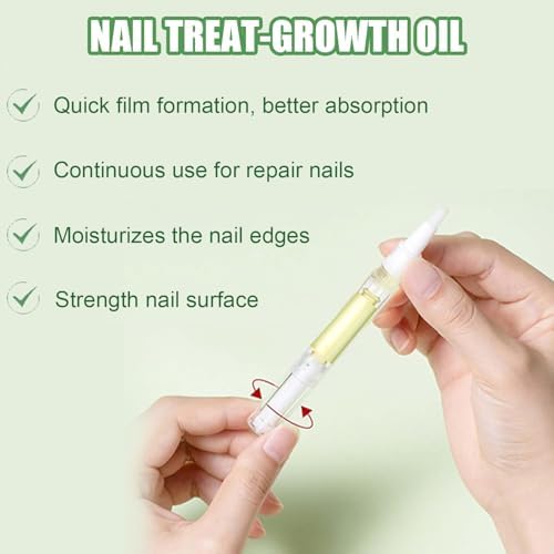Applying Yomacy cuticle oil to fingernails for strength