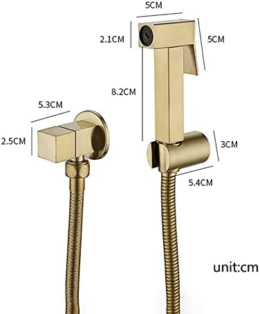 Close up of black and brushed gold finish on Lxysttp bidet sprayer