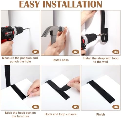 Pet safety wall anchor straps applied to a bookshelf for earthquake resistance and stabilization
