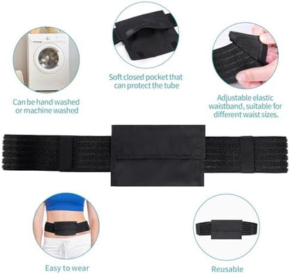 Premium elastic spandex material detail of the adjustable medical feeding tube belly band