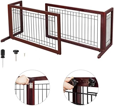 Bonnlo freestanding pet fence folded down flat for compact indoor storage