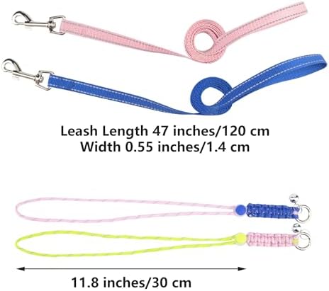 GAGILAND figure eight leash set showing the metal identification bell attachment up close.
