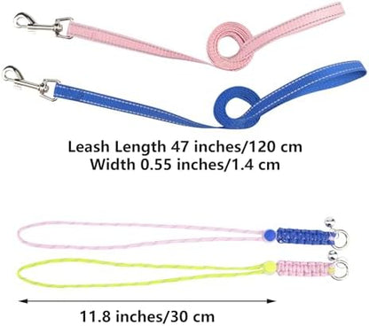 GAGILAND figure eight leash set showing the metal identification bell attachment up close.