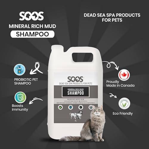 Soos Pets shampoo bottle sealed and ready for use
